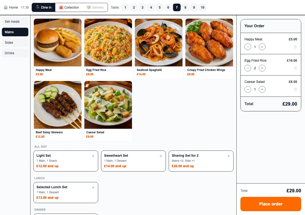 ShopOps POS: Customer QR or staff order